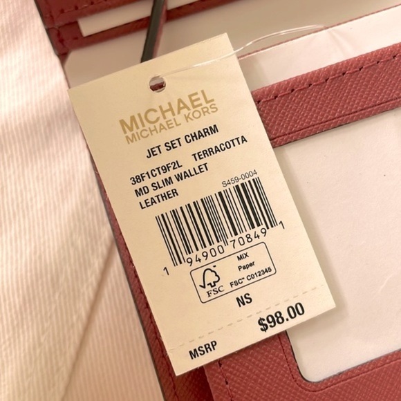 Brand New Michael Kors Genuine Leather Medium Slim Wallet Terracotta - Picture 14 of 15